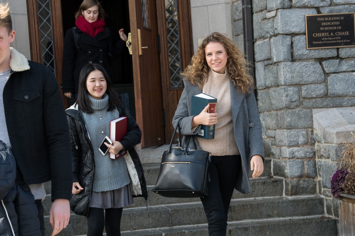 University of Connecticut School of Law - Female students on steps